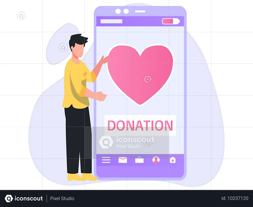 Man doing online donation  Illustration