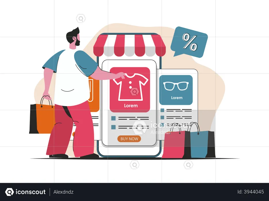 Man doing online fashion shopping  Illustration