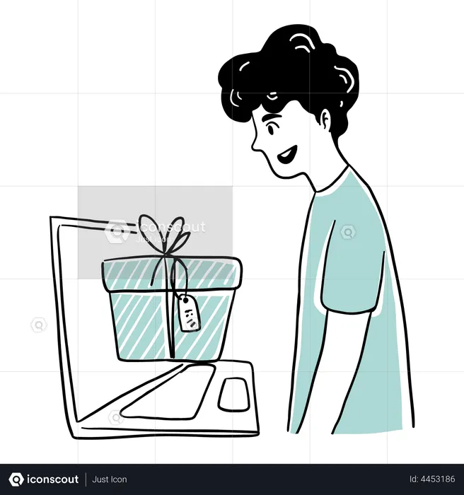 Man doing online gift shopping  Illustration