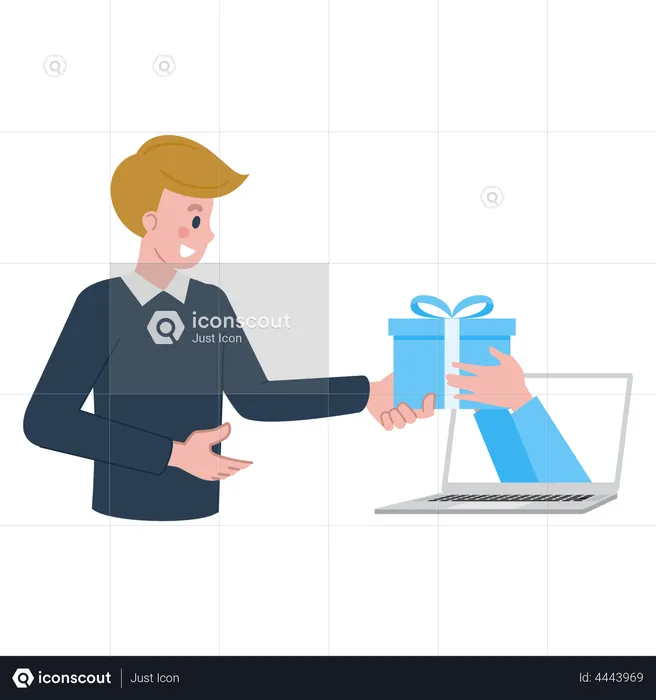 Man doing online gift shopping  Illustration