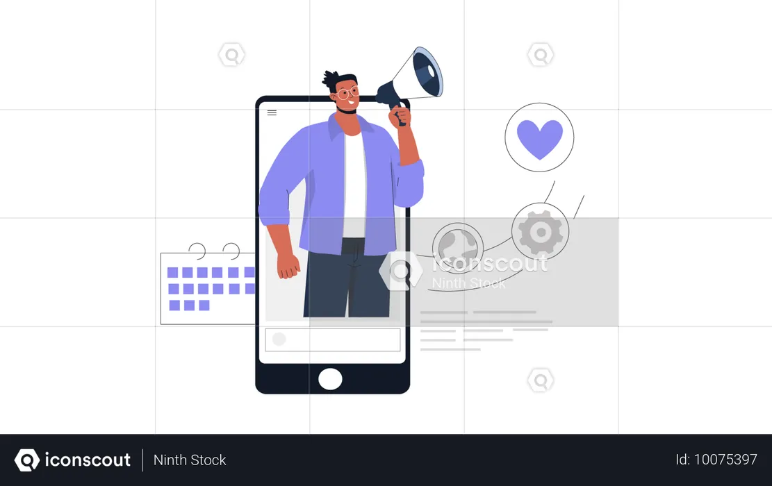 Man doing online marketing  Illustration