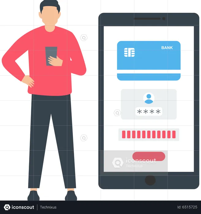 Man Doing Online Payment Using Mobile App  Illustration