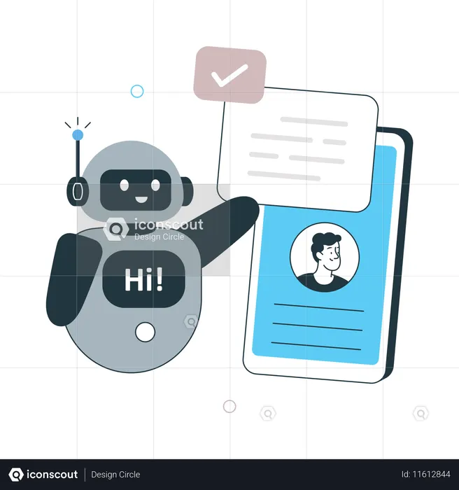 Man doing online robot chat  Illustration