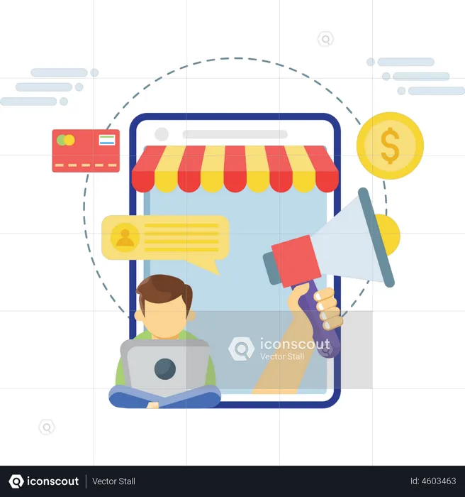 Man doing online sale marketing  Illustration