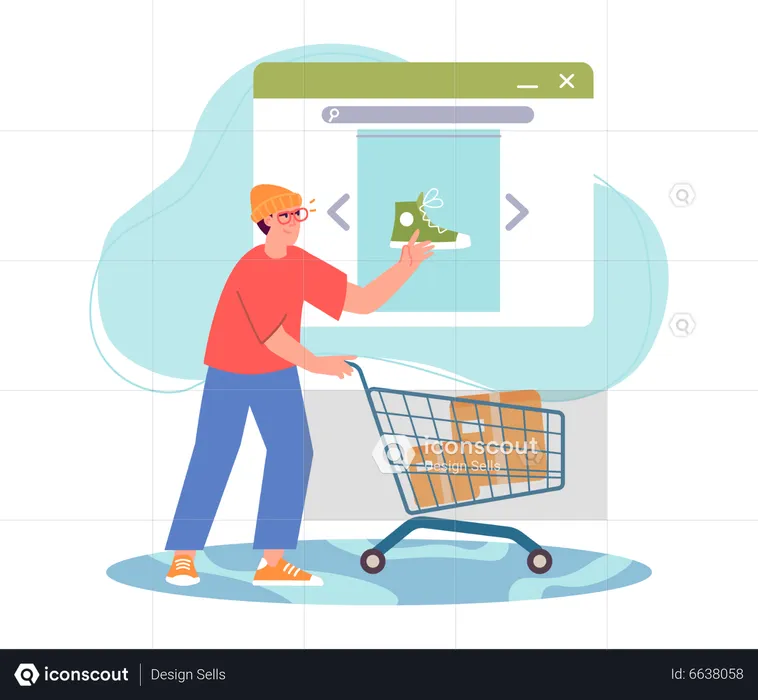 Man doing online shopping  Illustration