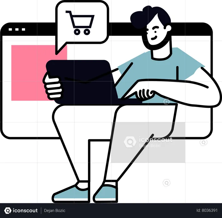 Man doing online shopping  Illustration
