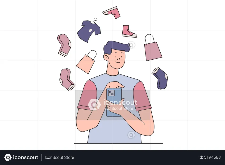 Man doing online shopping during Sale  Illustration