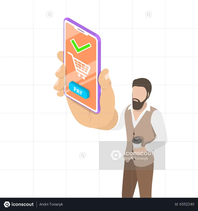 Man doing online shopping  Illustration