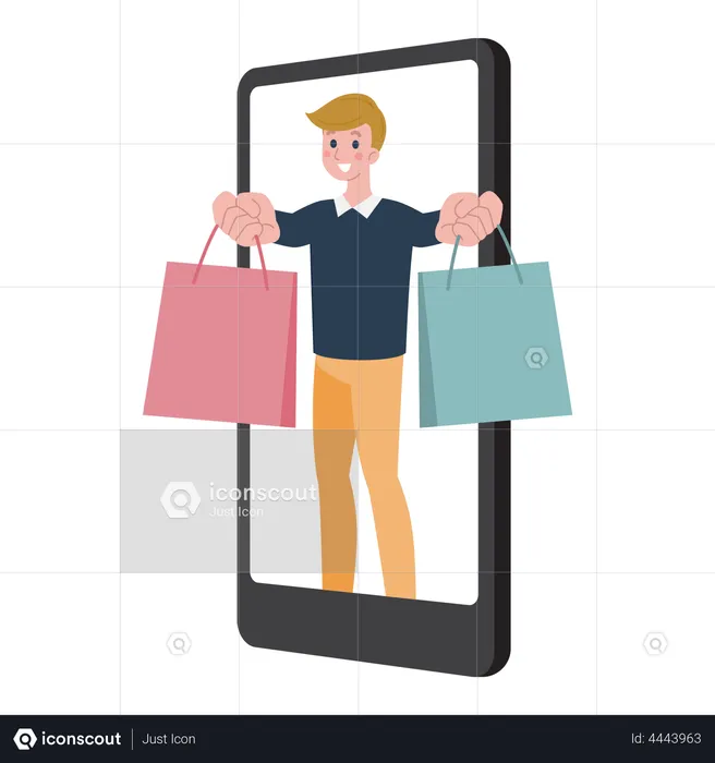 Man doing online shopping  Illustration