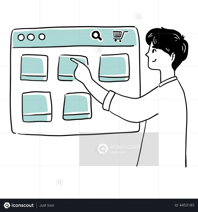 Man doing Online Shopping  Illustration