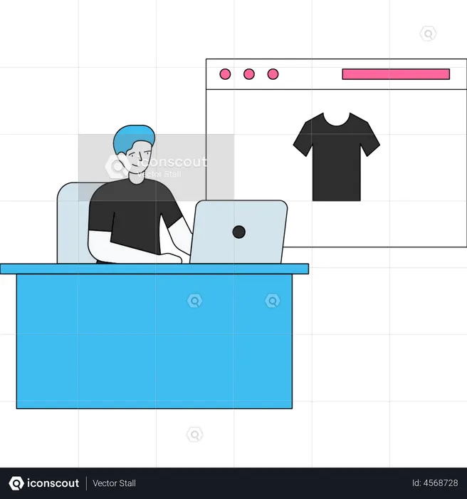 Man doing online shopping  Illustration