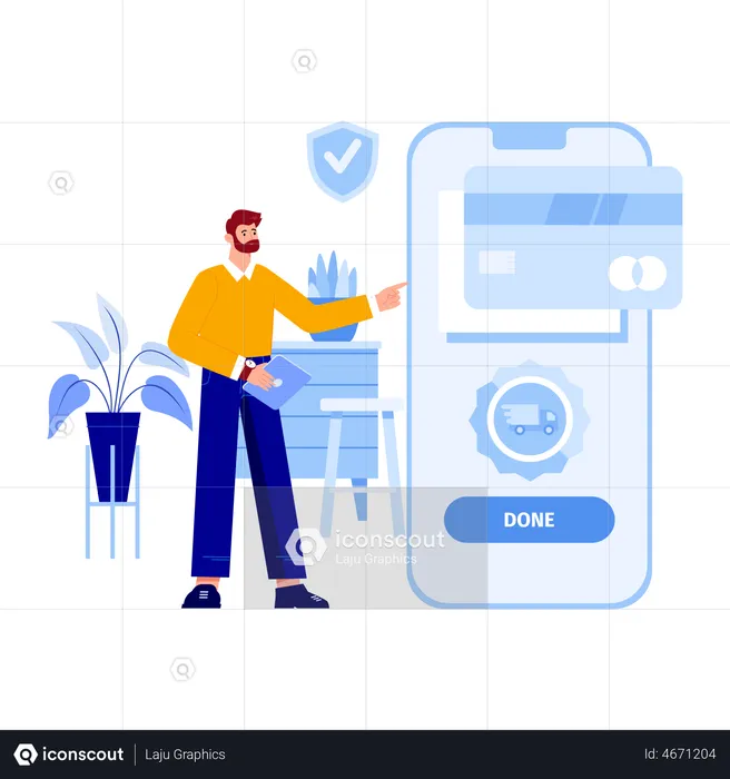 Man doing online shopping payment  Illustration