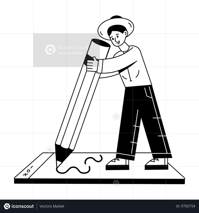 Man doing online study  Illustration