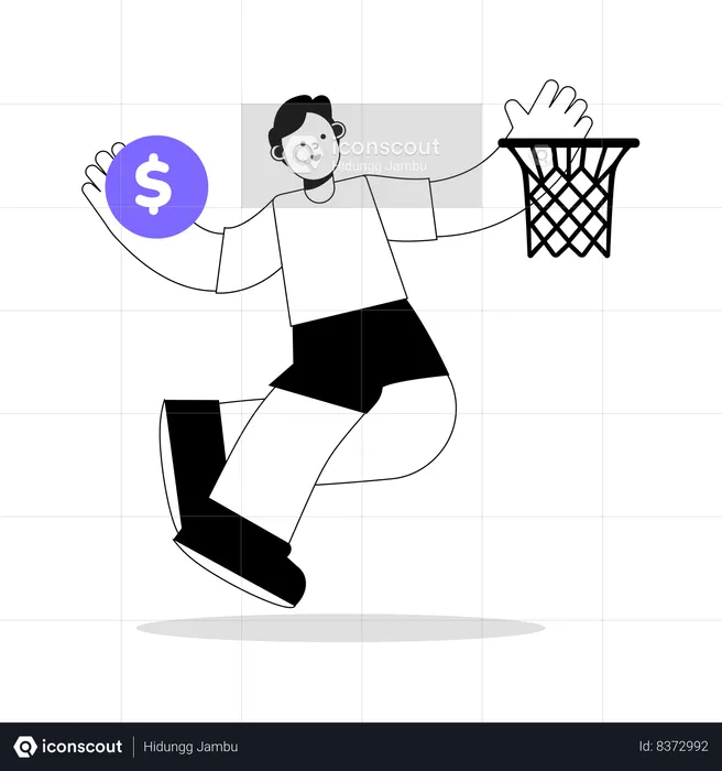 Man doing online transfer  Illustration