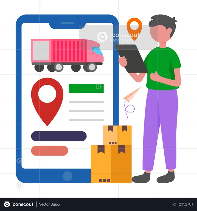 Man doing Order Tracking  Illustration