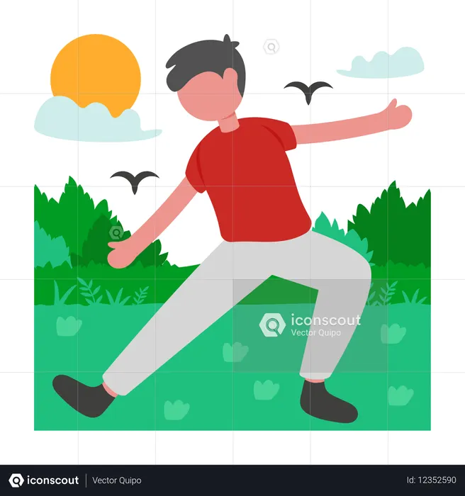 Man doing Outdoor Tai Chi  Illustration