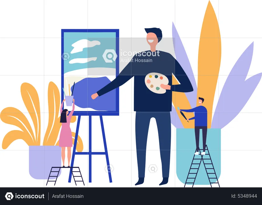 Man doing painting  Illustration
