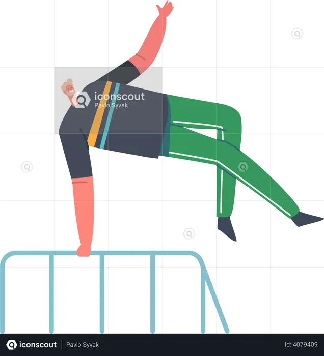Man doing parkour exercise  Illustration