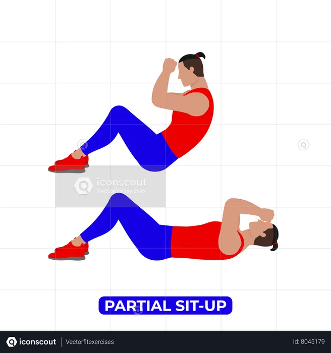 Man Doing Partial Sit Up Exercise  Illustration