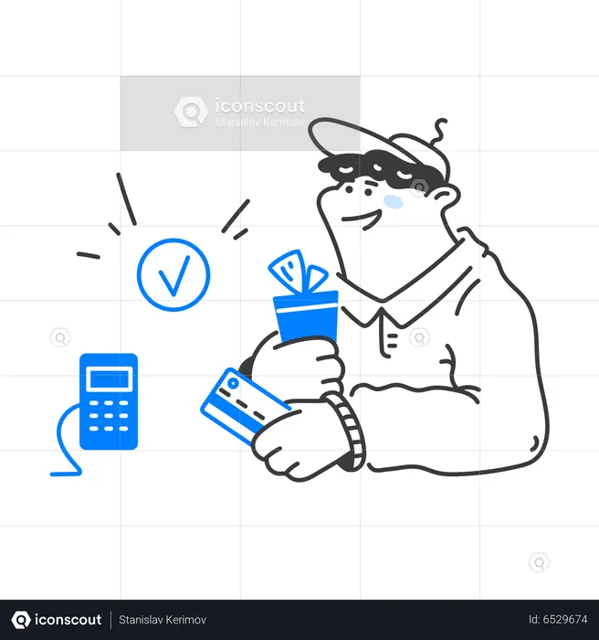 Man doing payment using credit card  Illustration