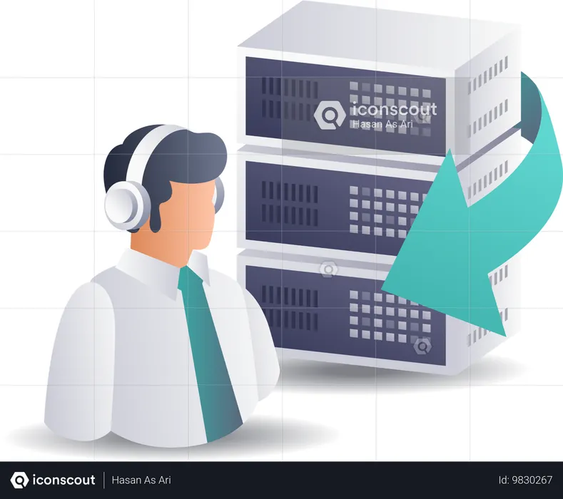 Man Doing Personal Data Management  Illustration