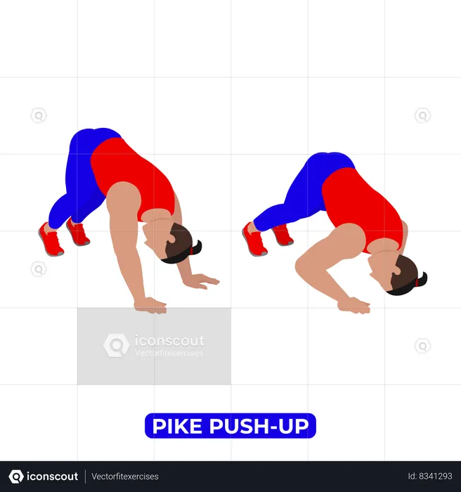 Man Doing Pike Push Up Exercise  Illustration