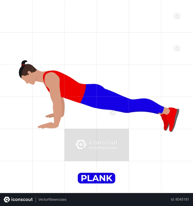 Man Doing Plank Exercise.  Illustration