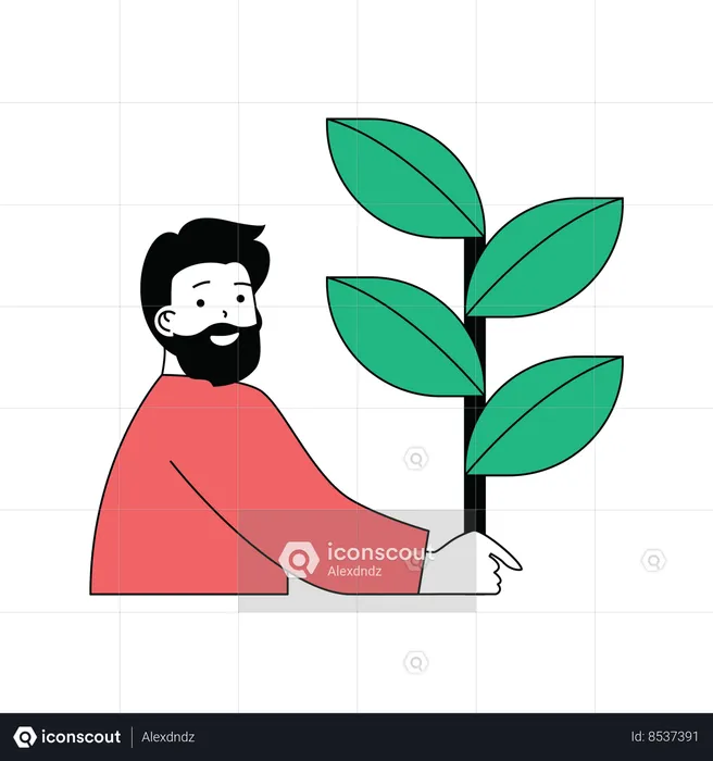 Man doing plantation a tree  Illustration