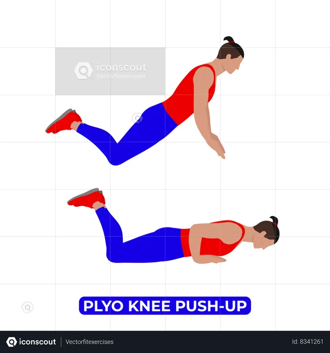 Man Doing Plyo Knee Push Up Exercise  Illustration