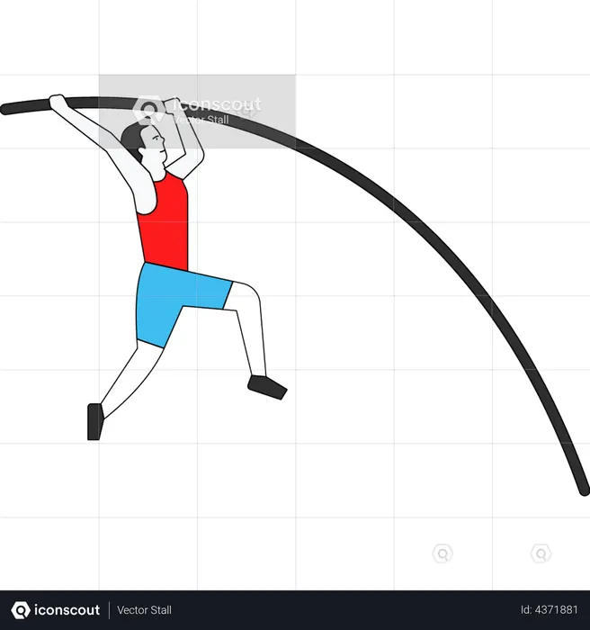 Best Man doing pole vaulting Illustration download in PNG & Vector format