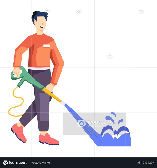 Man doing Power Washing  Illustration