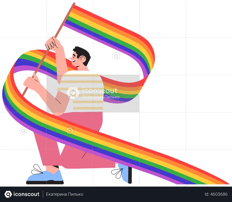 Man doing Pride month celebration  Illustration