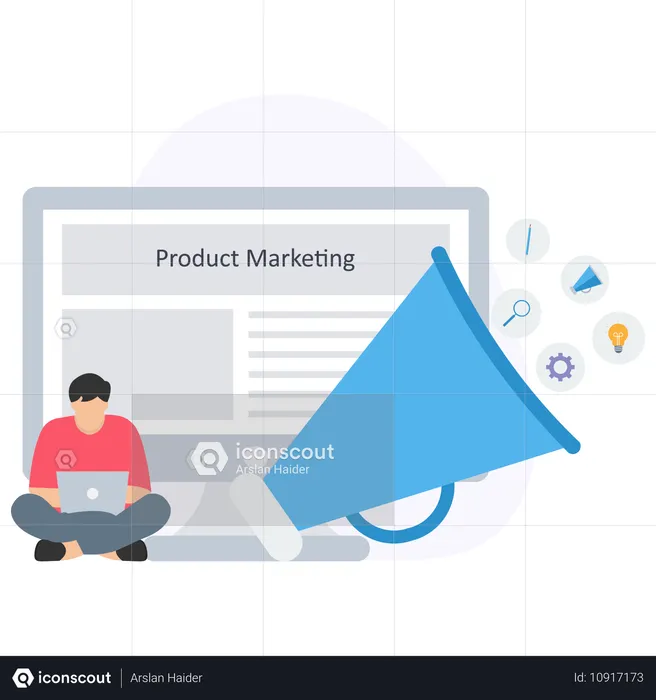 Man doing product marketing  Illustration