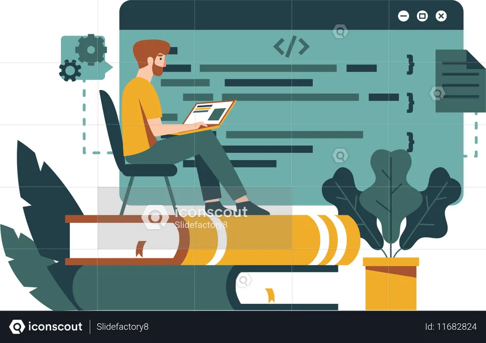 Man doing programming  Illustration