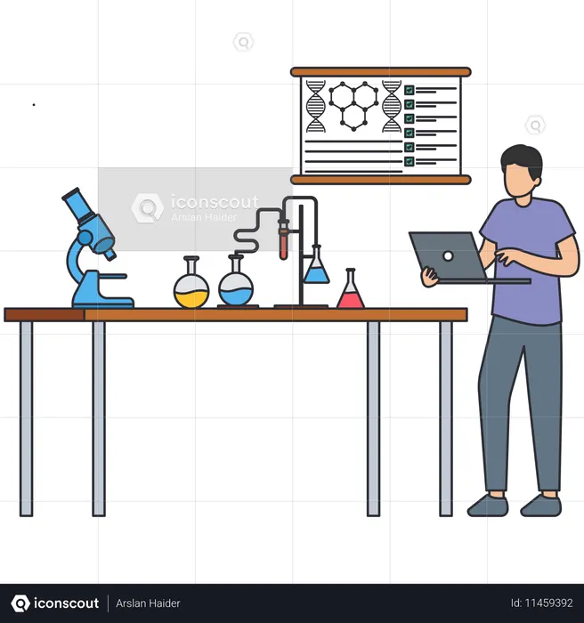 Man doing Project Testing in laboratory  Illustration