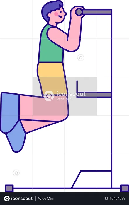 풀업을 하는 남자  일러스트레이션