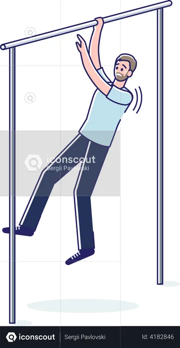 Man doing pullups on horizontal bar  Illustration