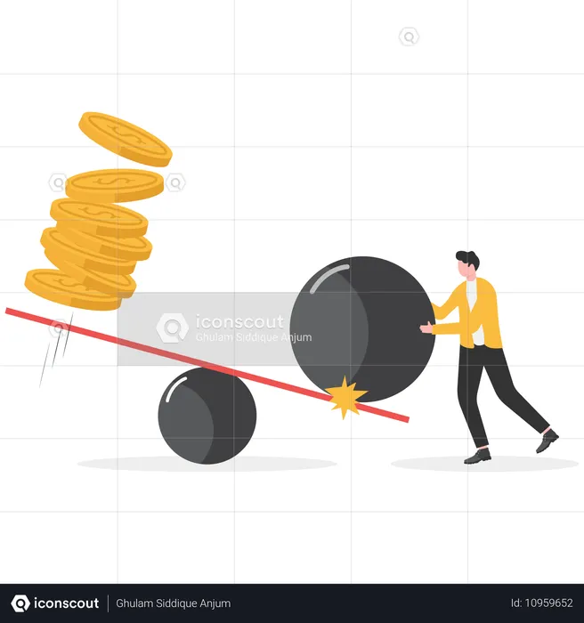 Man Doing Raising revenues  Illustration