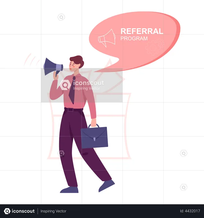 Man doing Referral marketing  Illustration