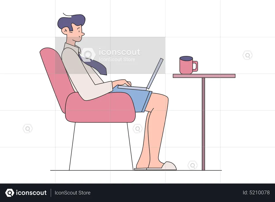 Man doing remote working from home  Illustration