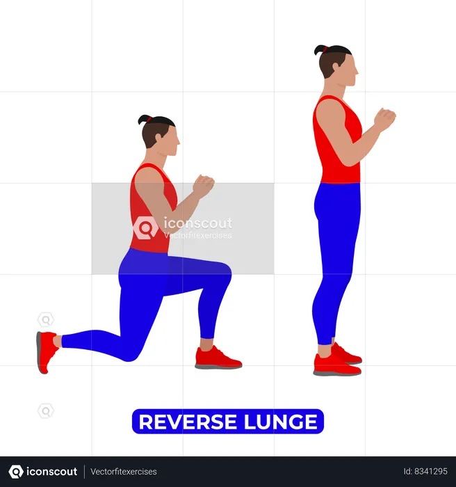 Man Doing Reverse Lunge Exercise  Illustration