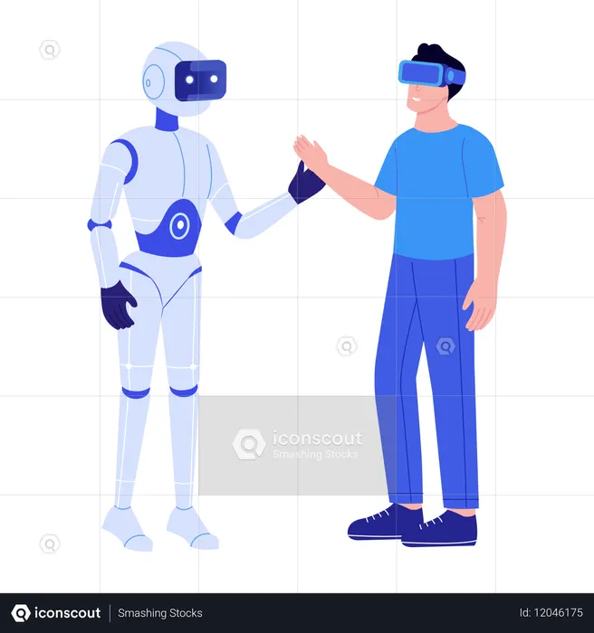 Man doing robot interaction  Illustration