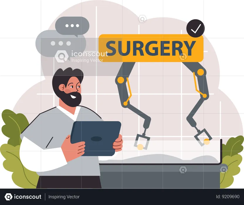 Man doing robotic surgery  Illustration