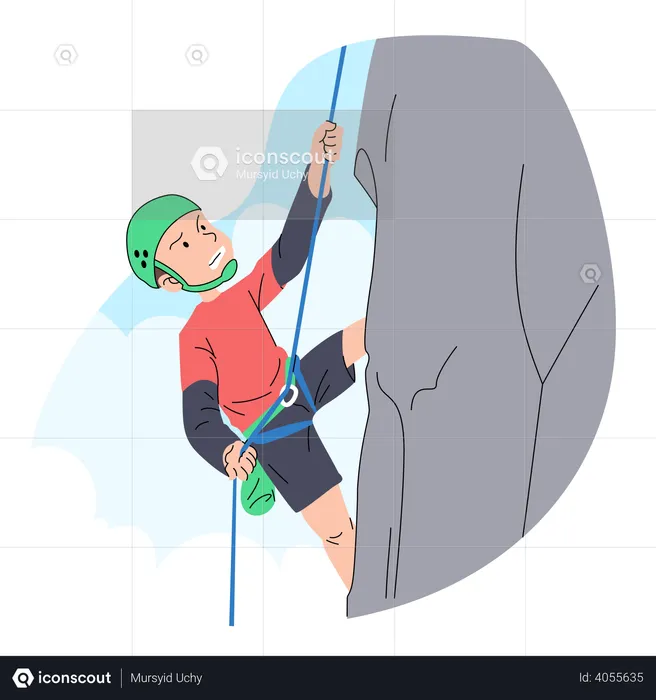 Man doing Rock climbing  Illustration