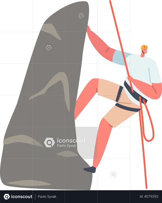 Man doing rock climbing  Illustration