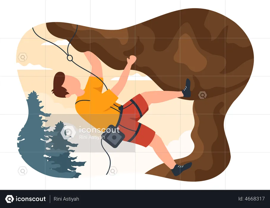 Man doing Rock Climbing  Illustration