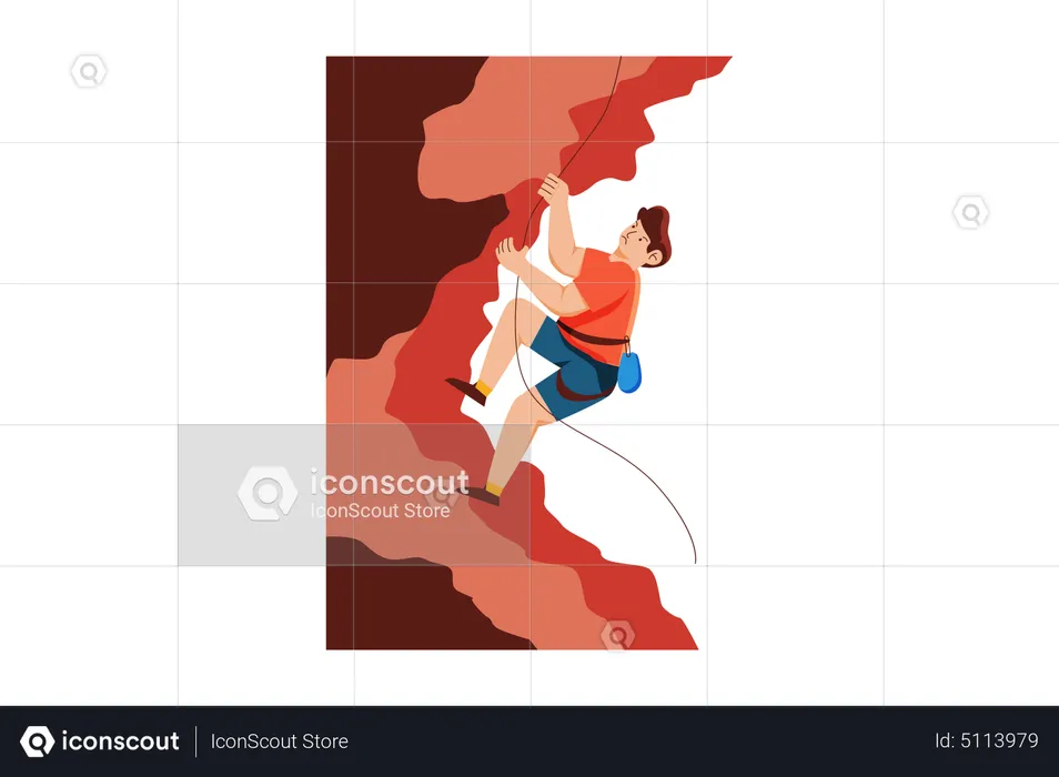 Man doing rock climbing  Illustration