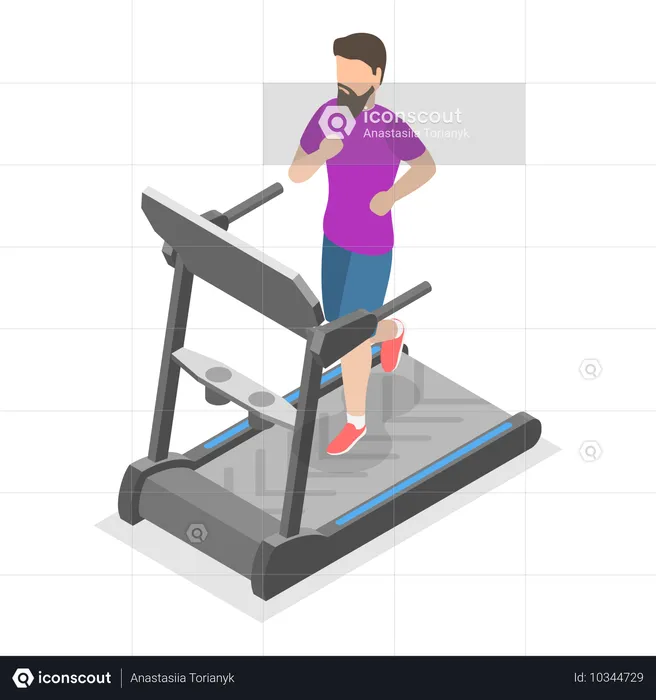 Man doing running on treadmill  Illustration