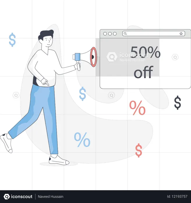 Man  doing sale promotion  Illustration