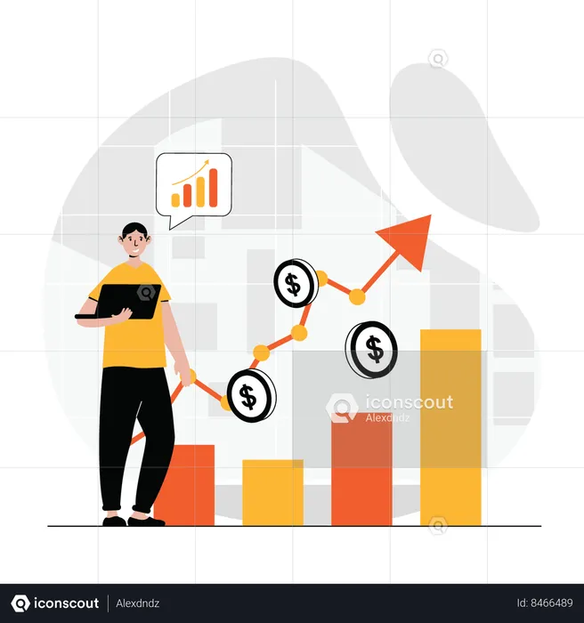 Man doing sales performance  Illustration